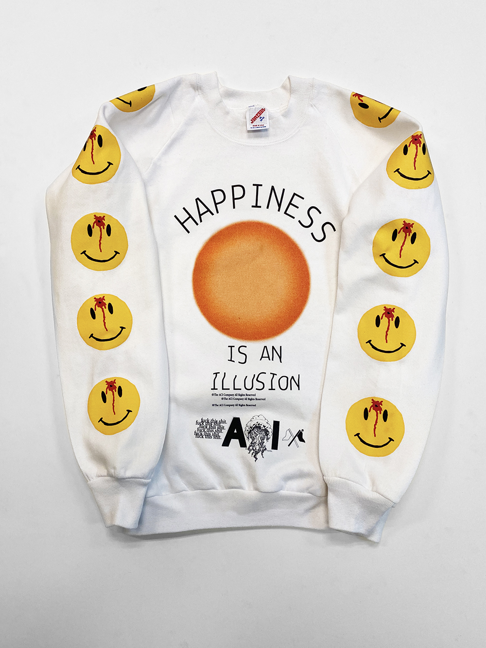 Happiness Is An Illusion Sweatshirt Medium Kyc Vintage